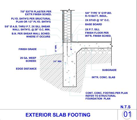 Exterior Concret Slab Footing And Exterior Wall Cad Files Dwg Files