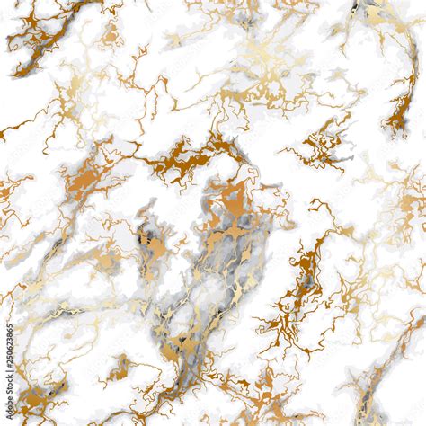 Seamless Gray Marble Pattern With Gold Veins Luxury Stone Texture On