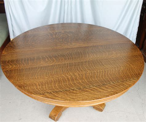 Unfinished round wood table tops come sanded and ready for finishing. Bargain John's Antiques | Antique Quarter sawn Solid Round ...