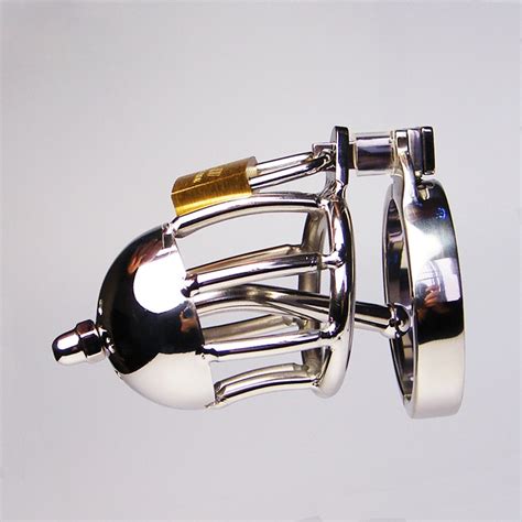 Male Chastity Belt With Urethral Sounding Stainless Steel Cock Cage