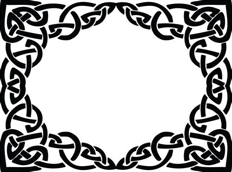 Free Clipart Of A Celtic Rectangle Frame Border Design Element In Black