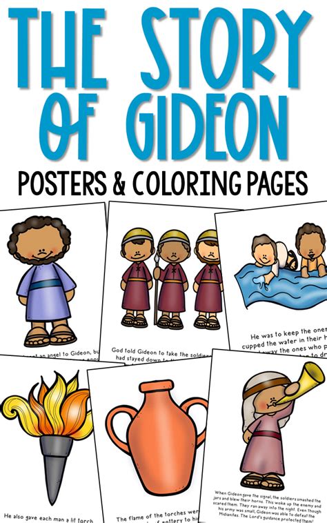 Gideon Bible Story For Kids This Set Of 10 Coloring Pages And 10