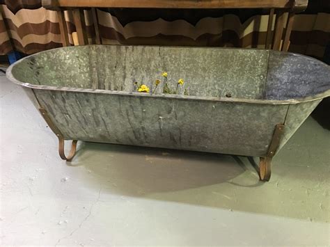 Vintage Industrial French Galvanized Bath Tubs 1572