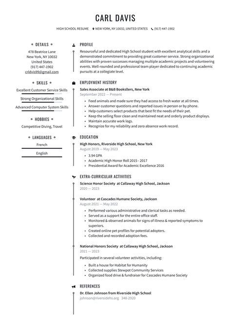 High School Student Resume Examples And Writing Tips 2022 Free Guide
