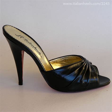 Italianheels Lab Black Leather High Heels Mules