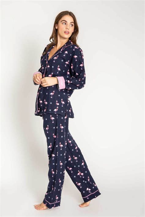 Pj Salvage Lets Flamingle Classic Flannel Pajama Set In Navy In 2020