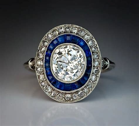 Discover amazing sapphire engagement rings with us. Art Deco 2 Ct Diamond Sapphire Vintage Engagement Ring : Romanov Russia Ltd | Ruby Lane