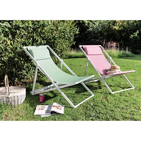 Chaise longue / chilienne de jardin en métal et textilène verte Split