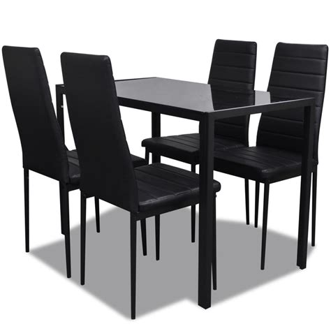 Hekman bourbon finish hardwood dristessed table with (4) leather seat side chairs and (2) arm chairs + 2 18 leaves. vidaXL.co.uk | Contemporary Dining Set with Table and 4 ...