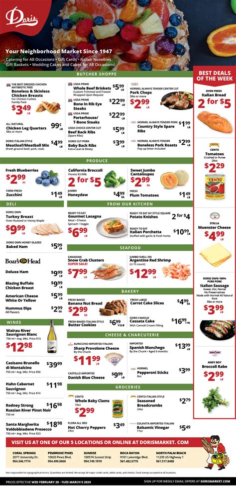 South Fl Specialty Market And Bakery Weekly Ad Doris Italian Market