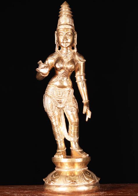 Sold Bronze Polished Gold Parvati Statue 10 91b58 Hindu Gods