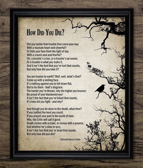 How Did You Die Poem Edmund Vance Cooke Printable Poem Etsy Uk