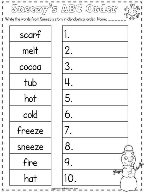 Select one or more questions using the checkboxes above each question. FREE Sneezy the Snowman ABC Order & Math Secret Code ...