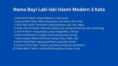 263 Nama Bayi Laki Laki Islami Modern 3 Kata Yang Penuh Makna