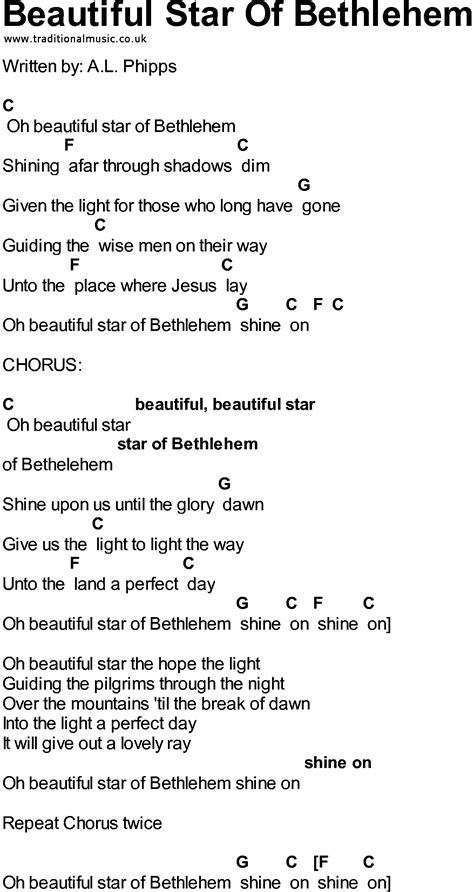 O Beautiful Star Of Bethlehem Guitar Chord Chart In G Major Guitar