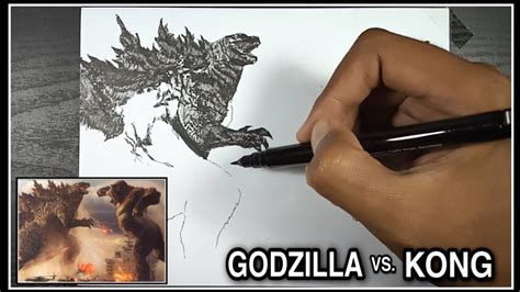 Godzilla Vs Kong Drawing 2021 Easy Blacksketchgallery Youtube