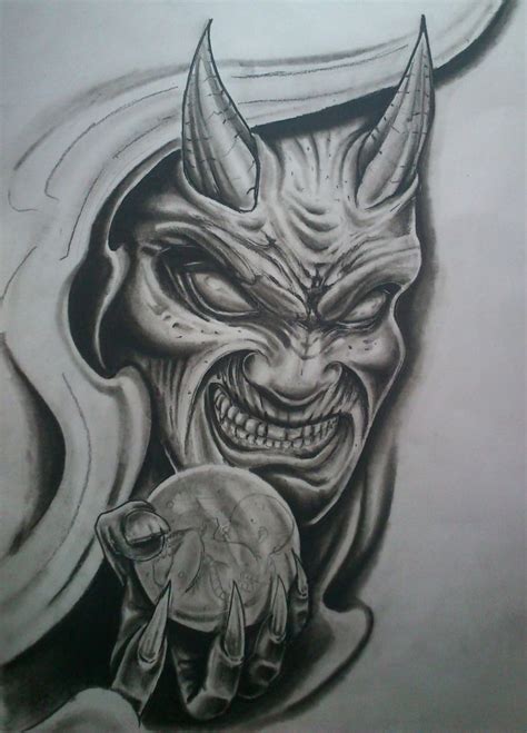 Evil Demon Face Tattoo Drawings Skull Tattoos Evil Tattoos