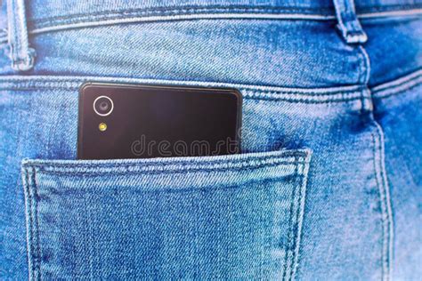 Black Smartphone In Back Pocket Of Girl S Jeans Stock Photo Image Of
