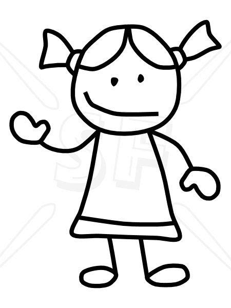 Girl Tot Bw 450x600  400 Art Drawings For Kids Stick Figures