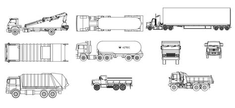 Multiple Transportation Truck Elevation Blocks Drawing Details Dwg File