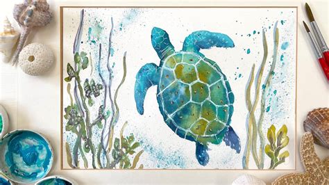 How To Paint A Sea Turtle In Watercolor Step By Step Real Time Full