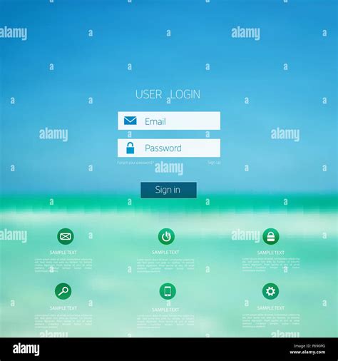 Login Form Page With Blurred Background Web Site Template Ui Element