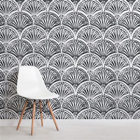 Black Art Deco Fan Pattern Wallpaper Mural Hovia Art Nouveau