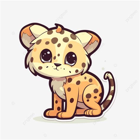 Cute Cute Cheetah Sticker Clipart Vector Sticker Design With Cartoon
