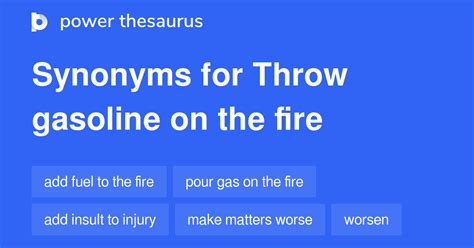 Throw Gasoline On The Fire Synonyms 123 Words And Phrases For Throw