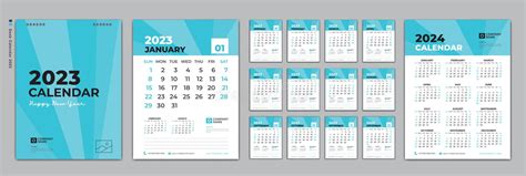 Desk Calendar 2022 Template And Calendar 2023 2024 Design Set Of 12