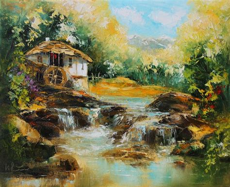 Water Mill Giclee Canvas Print Oil Painting Print By Ivmarart