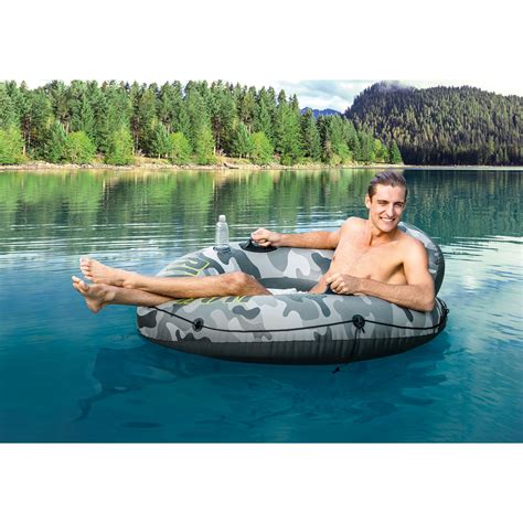 Intex 56835ep River Run I Camo Inflatable Floating Tube Raft With Cup Holders Ebay