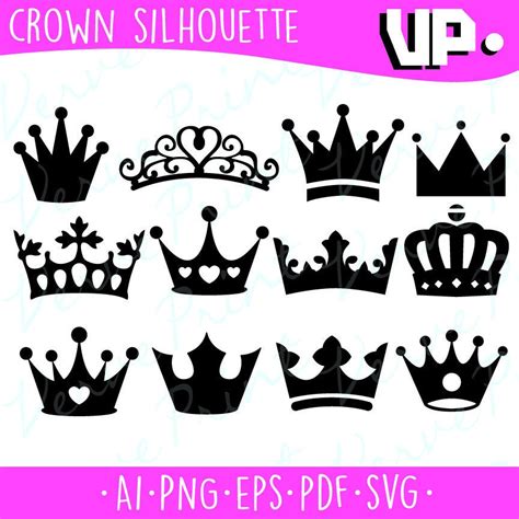 Crown Silhouette Svg Ai Eps Pdf Cutting Fileprincess Crown Etsy