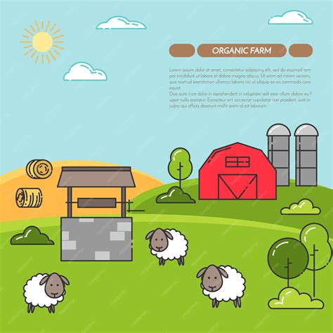 Premium Vector Farmhouse Horizontal Banner Farm Landscape With Barn