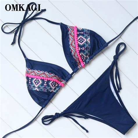 Omkagi Brand Micro Bikini Set Swimsuit Swimwear Women Sexy Push Up Bandage Swimming Bathing Suit
