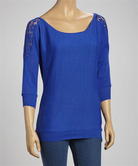 Royal Blue Lace Shoulder Sweater Daily Deals For Moms Babies And