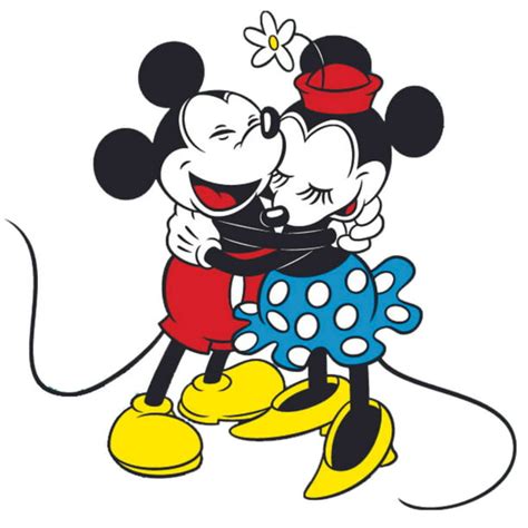 Hugging Mickey Mouse Minnie Cartoon Characters Decors Wall Sticker Art