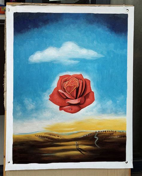 Meditative Rose Hand Painted Salvador Dali Oil Painting On Canvas