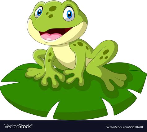 A Cute Cartoon Frog Sitting Royalty Free Vector Image