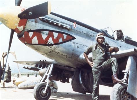 Us Air Force Lt Daniel Chappie James Jr Stands Next To A P 51 In