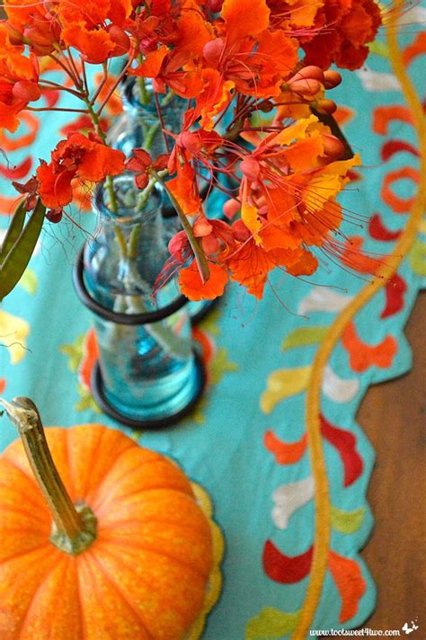 Turquoise And Orange Summer To Fall Decorating Hack