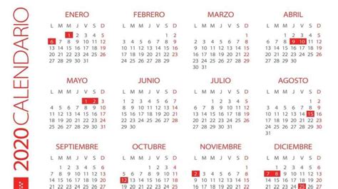 Dias Feriados Calendario 2020 Mexico Con Dias Festivos Para Imprimir