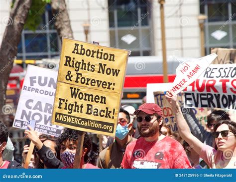 participants at the womenâ€™s rights protest after scotus leak in san francisco ca editorial