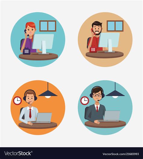 Call Center Agents Cartoons Royalty Free Vector Image