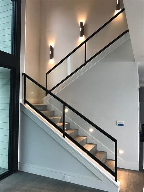 Steel And Glass Railing • Ot Glass Modern Stair Railing Staircase