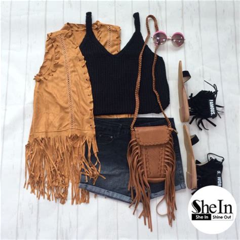 Like shein and romwe, their pricing falls in the same range. top, tassel, khaki, casual, summer outfits, fashion ...