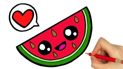 how to draw a cute watermelon kawaii easy step by step dibujos kawaii desenhos kawaii youtube