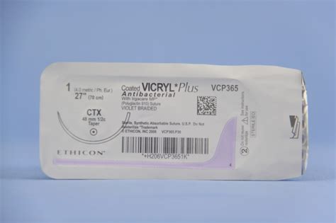 Ethicon Suture Vcp365h 1 Vicryl Plus Antibacterial Violet 27 Ctx