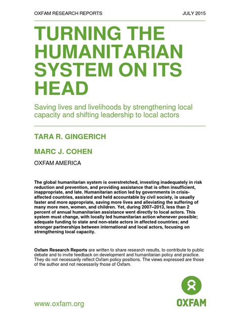 Turning The Humanitarian System On Its Head Saving Lives And