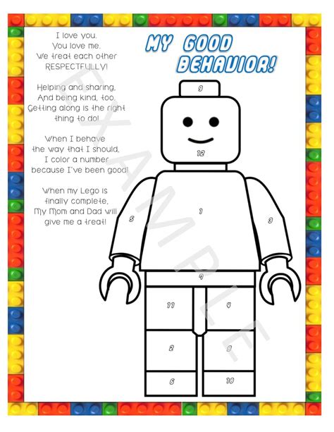 Color The Number Kids Lego Behavior Chart Behaviour Chart Lego